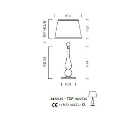 Настольная лампа Sylcom Scrigno 1422/35 K BL.CR + TOP 1422/35 ARG