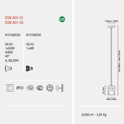 Подвесной светильник Fabbian Cubetto Black Glass D28 A01 02
