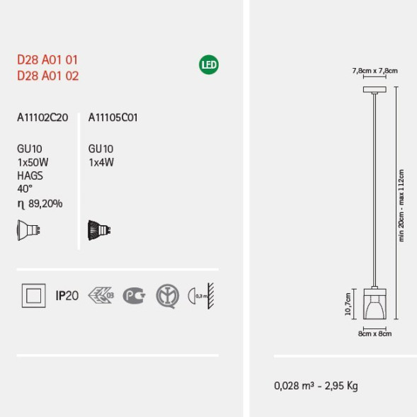 Подвесной светильник Fabbian Cubetto Black Glass D28 A01 02