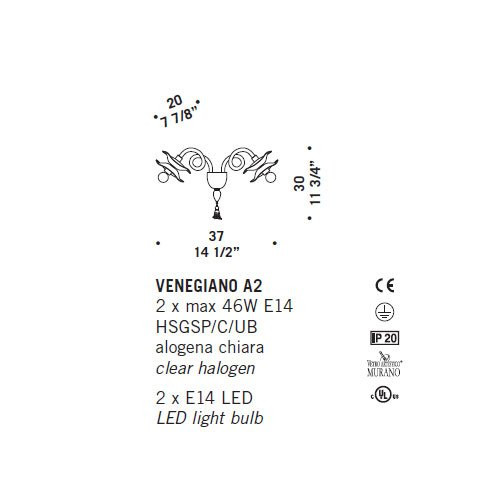 Бра De Majo VENEGIANO A2 0VENG0A20