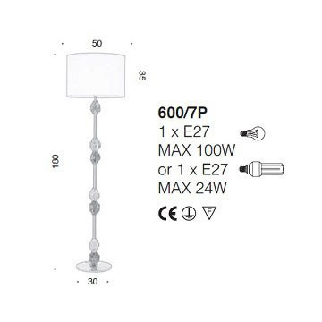 Торшер IDL Charme 600/7P steel ivory tr+green