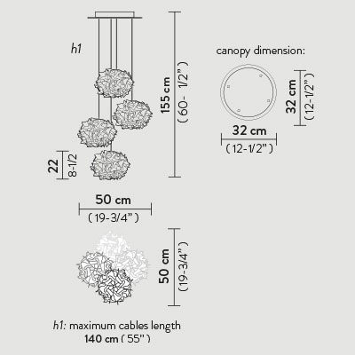 Подвесной светильник Slamp Veli SUSPENSION MINI QUARTET COUTURE VEL78SOS1400BW000