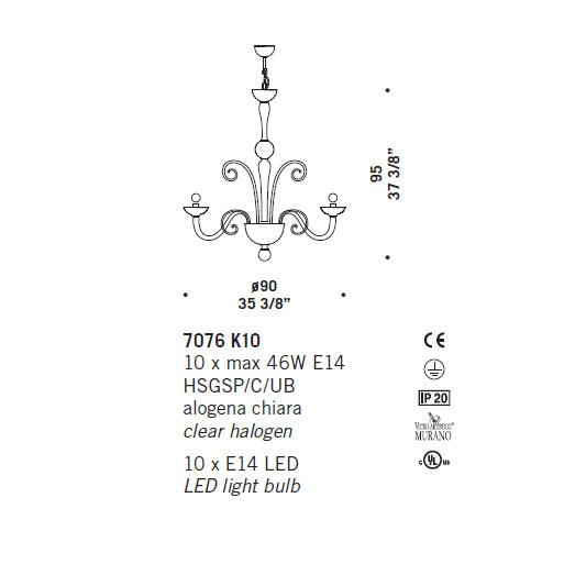 Люстра De Majo 7076 K10 070760K10