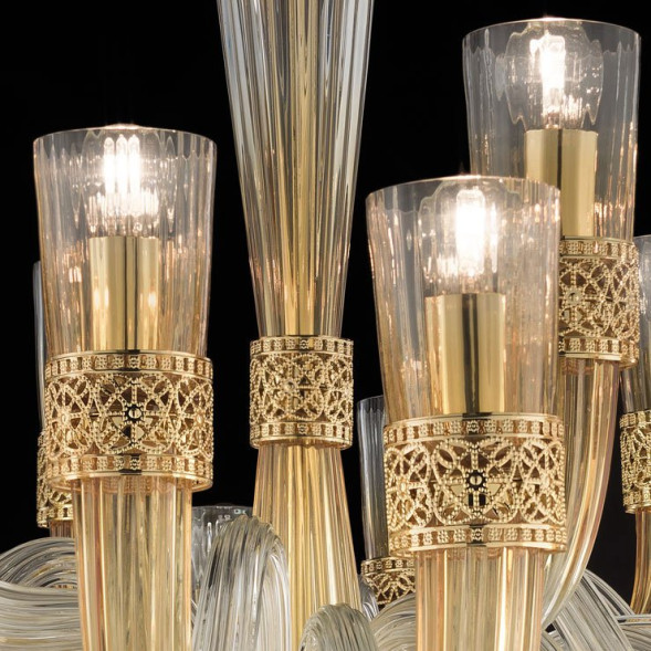 Люстра Euroluce Dea L12+6+6 gold Ambra