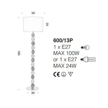 Торшер IDL Charme 600/13P steel ivory tr+green