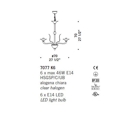 Люстра De Majo 7077 K6 070770K26
