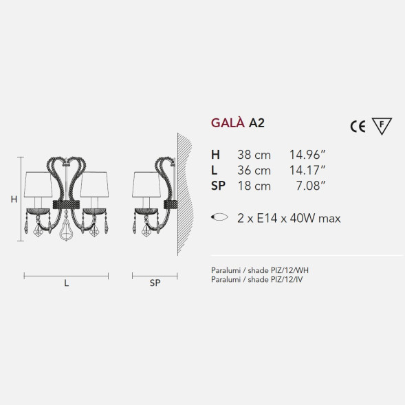 Бра Masiero Gala A2 /V97/ PIZ/12/IV
