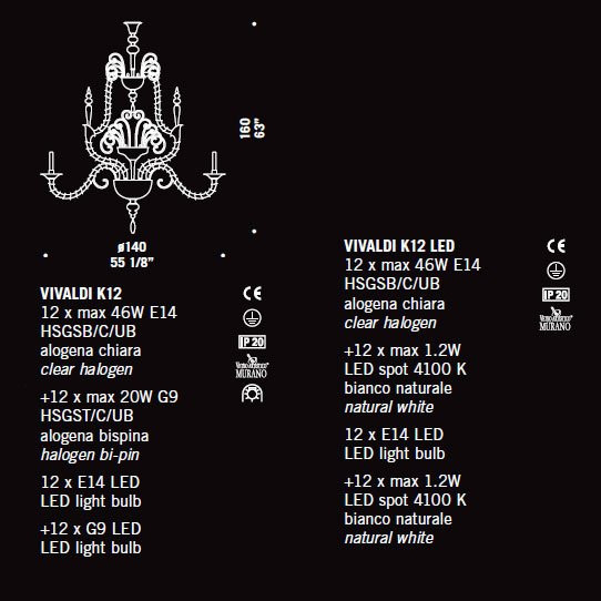 Люстра De Majo VIVALDI K12 LED 0VIVA0K13 black