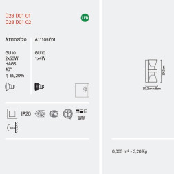 Бра Fabbian Cubetto White Glass D28 D01 01