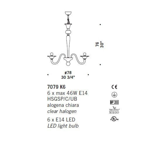 Люстра De Majo 7079 K6 070790K30
