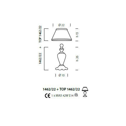 Настольная лампа Sylcom Scrigno 1462/22 D CR + TOP 1462/22 ORO