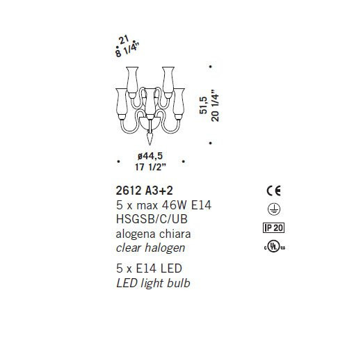 Бра De Majo 2612 A3+2 026120A05 amber