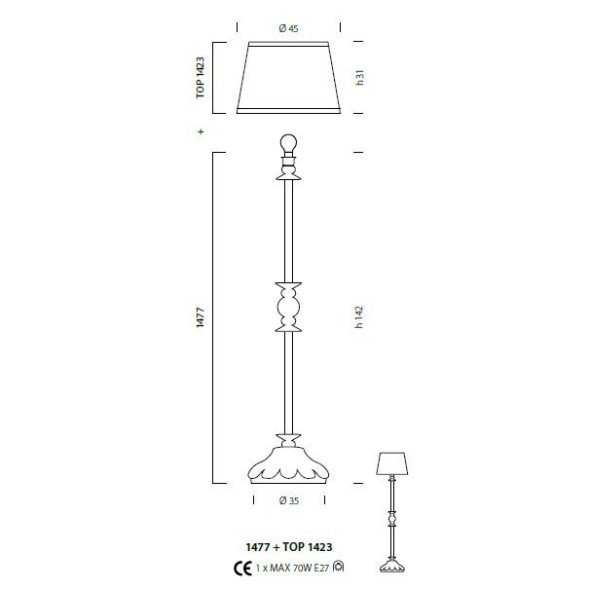Торшер Sylcom Scrigno 1477 CP PO CR.ORO + TOP 1423 ORO