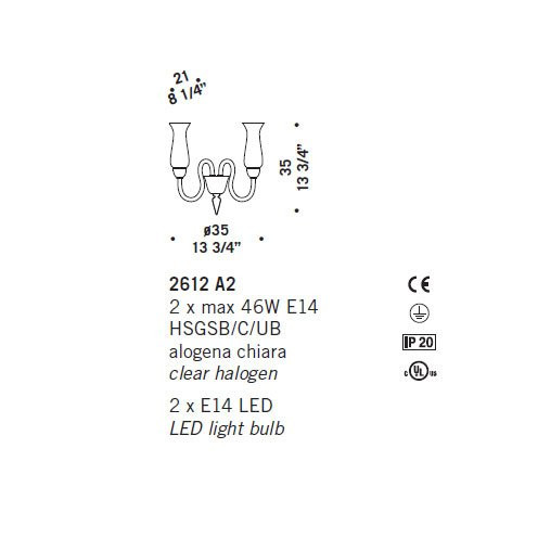 Бра De Majo 2612 A2 026120A02 amber