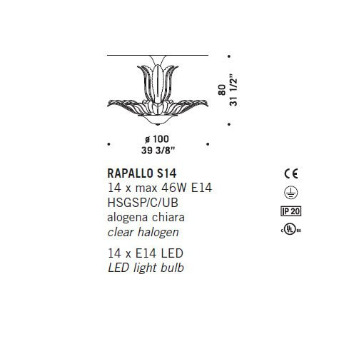 Потолочный светильник De Majo RAPALLO S14 0RAPA0S14