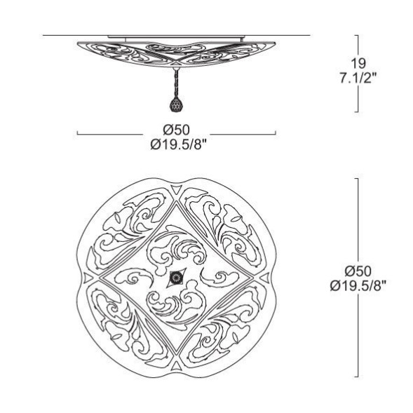 Настенно-потолочный светильник MURANOdue Gallery Charme P-PL 50 Platina 0000462