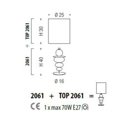 Настольная лампа Sylcom Scrigno 2061 K GRY + TOP 2061 BIA