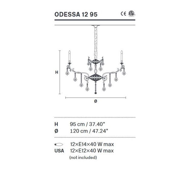 Люстра Masiero Odessa 12 95 G03 Cut
