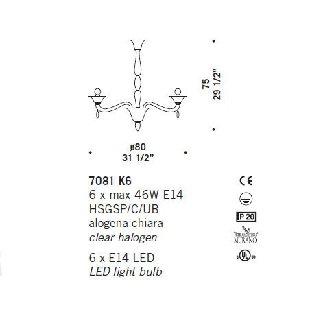 Люстра De Majo 7081 K6 070810K20